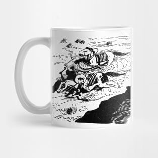 American Indians Running on Horseback through The  Desert Buffalo Bill Western Robbery Cowboy Retro Comic Mug